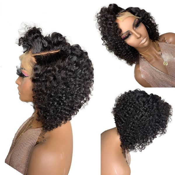 Brazilian Deep Kinky Curly 13x4 Lace Frontal Wigs for Women Short Curly Bob Wig Synthetic Pre Plucked Invisible Lace, Black color like picture show
Brazilian Deep Kinky Curly 13x4 Lace Frontal Wigs for Women Short Curly Bob Wig Synthetic Pre Plucked Invisible Lace, Black color like picture show