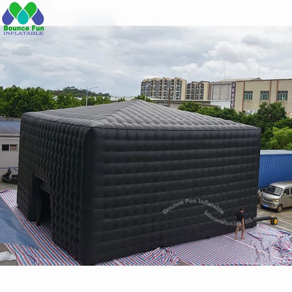 wholesale Outdoor giant black inflatable cube tent Foldable air square marquee for big commercial event and shelter