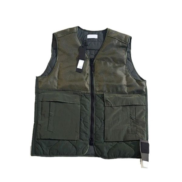 

Topstoney Men Vest designer Outerwear Coats Summer Leisure Multi Pocket Versatile Thin Sweetheart V-Neck Vest Daily casual bottoming waistcoat PJ018, Army green