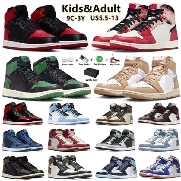 With Box Mens Jumpman 1 High Og 1s Basketball Shoes Kids Sneakers Palomino Unc Toe Lost And Found University Blue Patent Bred Dark Mocha Lucky Green, Color#20
With Box Mens Jumpman 1 High Og 1s Basketball Shoes Kids Sneakers Palomino Unc Toe Lost And Found University Blue Patent Bred Dark Mocha Lucky Green, Color#20