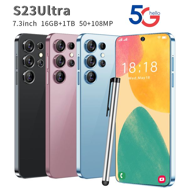 S23 Hot New Ultra Smart phone 7.3 inch Full Screen 4G/5G Cell Phone 16TB+1TB 7800mAh Mobile Phones Global Version Celulares s, Black
S23 Hot New Ultra Smart phone 7.3 inch Full Screen 4G/5G Cell Phone 16TB+1TB 7800mAh Mobile Phones Global Version Celulares s, Black