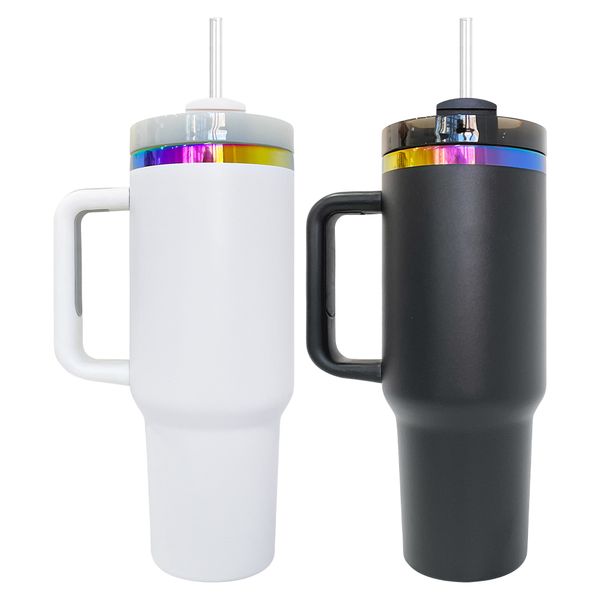 USA warehouse travel mug powder coated vacuum insulated black white holographic H2.0 40oz Rainbow plated tumbler with lid and straw for suower laser engraving, Multi-color
USA warehouse travel mug powder coated vacuum insulated black white holographic H2.0 40oz Rainbow plated tumbler with lid and straw for suower laser engraving, Multi-color