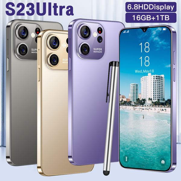 S23 Original Ultra Smartphone 6.8 Inch HD Full Screen Face ID 16GB+1TB 7800mah Mobile Phones Global Version 3G 4G 5G Cell Phone, Gold
S23 Original Ultra Smartphone 6.8 Inch HD Full Screen Face ID 16GB+1TB 7800mah Mobile Phones Global Version 3G 4G 5G Cell Phone, Gold