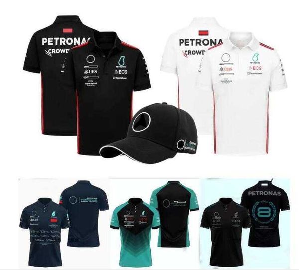 

New Season Motorcycle Clothes F1 Formula One Racing Polo Suit Summer Team Short-sleeved T-shirt Same Give Away Hat White or Black, Gold