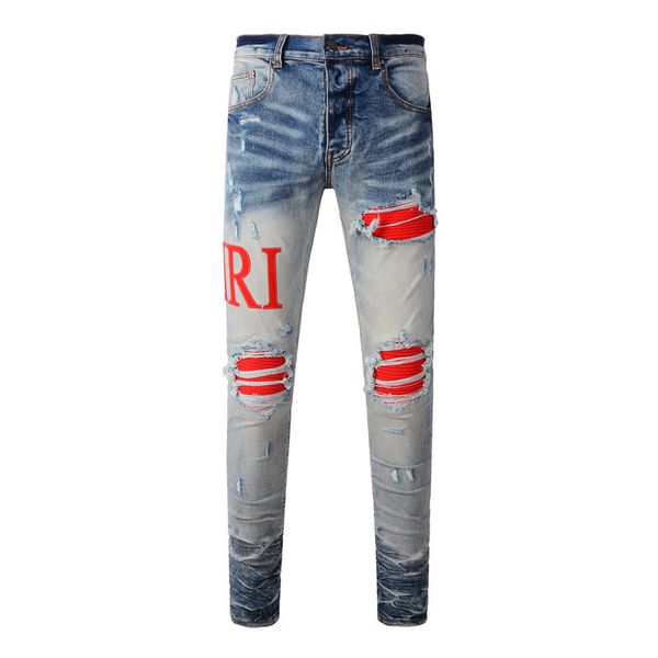Usa Hip Hop Men Slim Fit Pants Designer Old Light Blue Hole Patch Micro Elastic Jean Man Plus Size Amiryes
Usa Hip Hop Men Slim Fit Pants Designer Old Light Blue Hole Patch Micro Elastic Jean Man Plus Size Amiryes