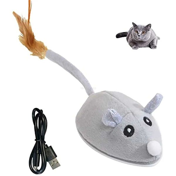 ATUBAN Automatic Cat Toys with Feather Wand Interactive Cat Toys Mice for Indoor Cats/Kittens Smart Sensing Mouse Cat ToysXJ240801