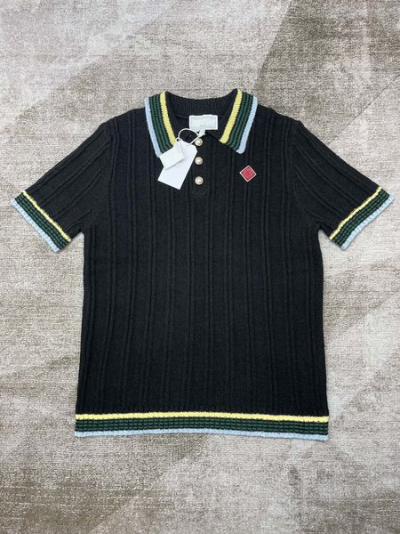 Men Designer Shirts Fashion Loose Short Sleeved Knitted Shirt Summer Silk Button Up Tops Shirt