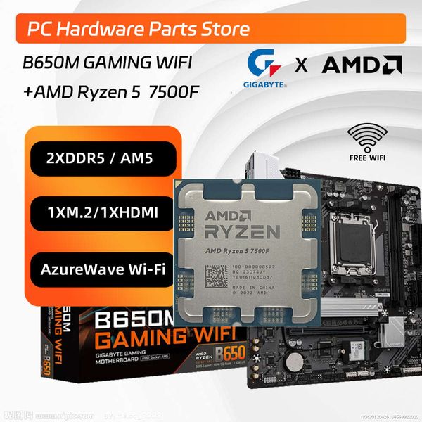 GIGABYTE B650M GAMING WIFI With AMD Ryzen 5 7500F Motherboard kit New Micro-ATX 2.5G AM5 For DDR5 6600 MHz M.2 USB3.2 Max 96G