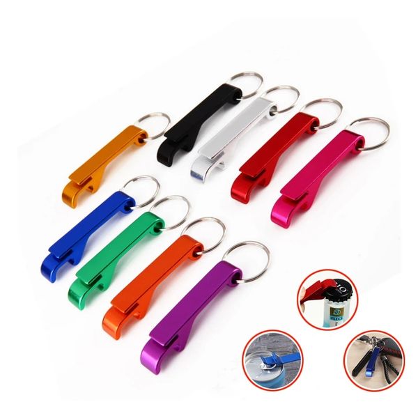 Portable Colorful Beer Bottle Openers Keychain Aluminum Alloy Soda Beverage Bottle Opener Mini Pocket Practical Bar Tool Party Favor Gifts Customize Logo W0315