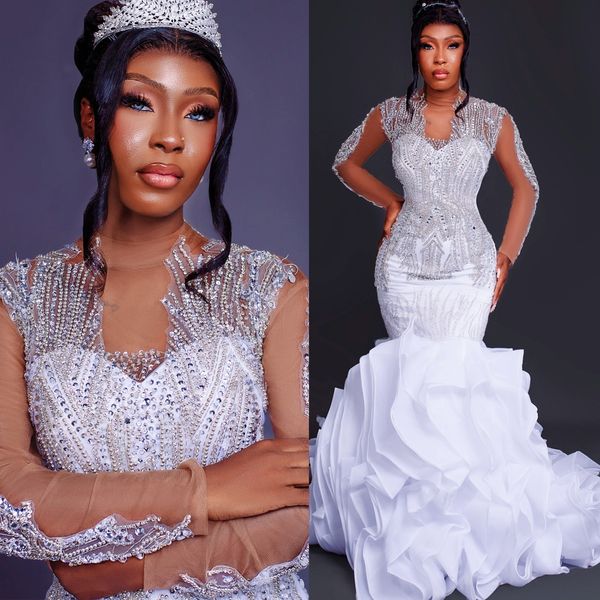 2024 Arabic Aso Ebi Plus Size White Mermaid Wedding Dresses Crystals Lace Full Sleeves Elegant Bridal Gowns Dress ZJ055, Gold
2024 Arabic Aso Ebi Plus Size White Mermaid Wedding Dresses Crystals Lace Full Sleeves Elegant Bridal Gowns Dress ZJ055, Gold