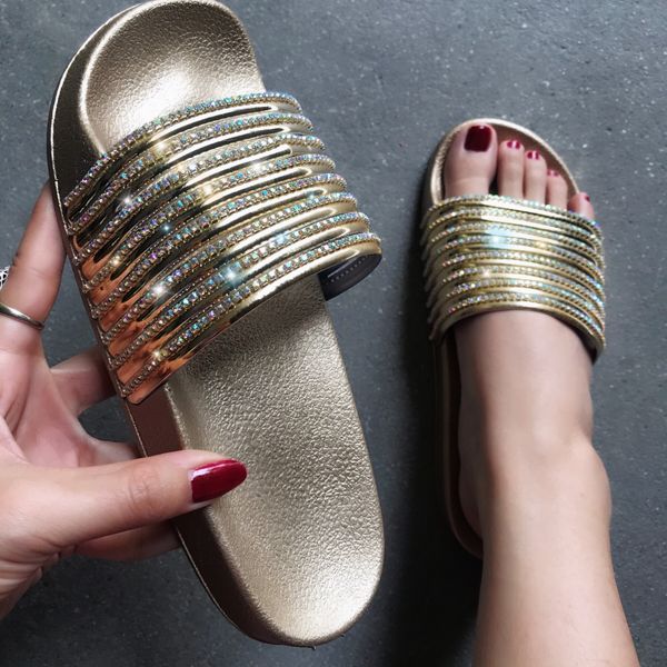 Fashion shoes Women's rubber flat bottom Gold Black Slippers Small Broken Diamond Indoor sandal Bathroom Pool sandy beach Slippers Size 36-41, Red
Fashion shoes Women's rubber flat bottom Gold Black Slippers Small Broken Diamond Indoor sandal Bathroom Pool sandy beach Slippers Size 36-41, Red