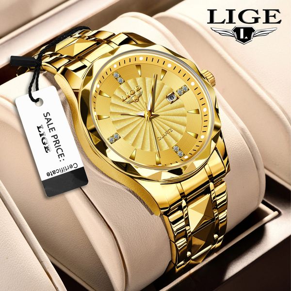 LIGE Men's Business Quartz Watch Premium Brand Watch Stainless Steel Diamond Strap Classic dial Men's waterproof watch Three pin calendar watch Holiday gift, Black golden
LIGE Men's Business Quartz Watch Premium Brand Watch Stainless Steel Diamond Strap Classic dial Men's waterproof watch Three pin calendar watch Holiday gift, Black golden