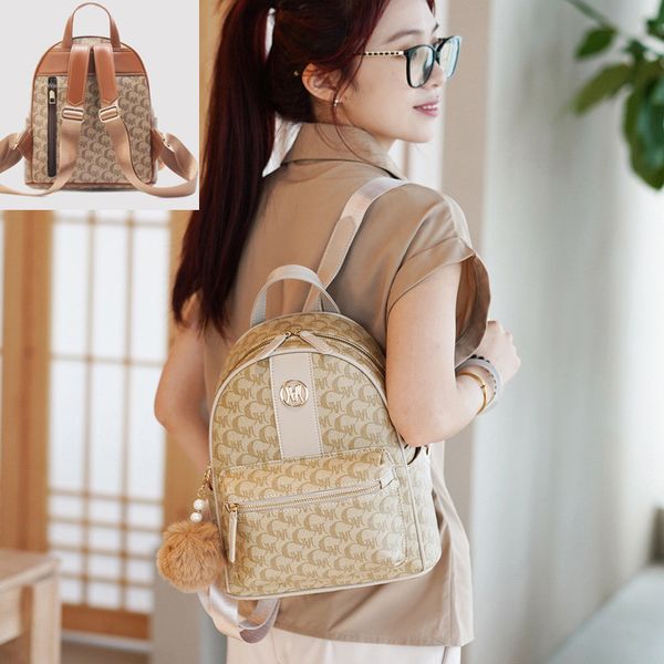 Fashionable womens shoulder bag college style padded leather leisure student backpack classic letter printed handbag cute plush ball pendant womens backpack, Beige
Fashionable womens shoulder bag college style padded leather leisure student backpack classic letter printed handbag cute plush ball pendant womens backpack, Beige