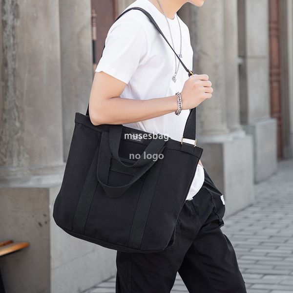 New simple student canvas bag men's and women's Korean casual shoulder bag Japanese crossbody bag handbag fashion brand, Black 
New simple student canvas bag men's and women's Korean casual shoulder bag Japanese crossbody bag handbag fashion brand, Black