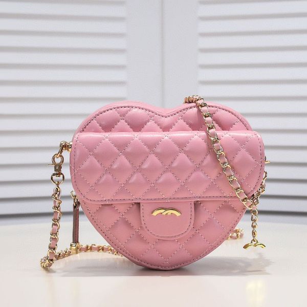Ladies Designer Mini Heart Bag Zipper Purse Side Clamshell Coin Purse Luxury Key Bag Diamond Plaid Quilted Gold Hardware Chain Crossbody Bag, Black
Ladies Designer Mini Heart Bag Zipper Purse Side Clamshell Coin Purse Luxury Key Bag Diamond Plaid Quilted Gold Hardware Chain Crossbody Bag, Black