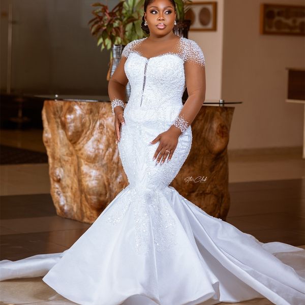 2024 Arabic Aso Ebi Plus Size White Mermaid Wedding Dresses Lacefull Satin Beaded Pearls Full Sleeves Bridal Gowns Dress Vestidos De Novia ZJ407, Red
2024 Arabic Aso Ebi Plus Size White Mermaid Wedding Dresses Lacefull Satin Beaded Pearls Full Sleeves Bridal Gowns Dress Vestidos De Novia ZJ407, Red