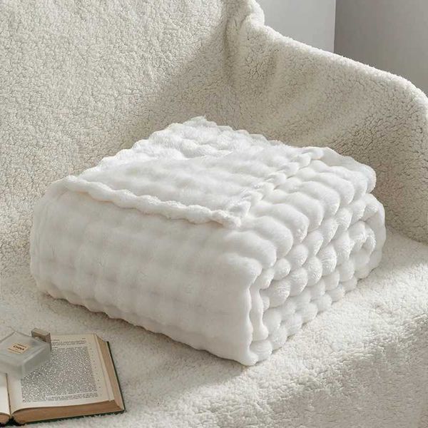 2026 Luxury Designer Milk Velvet Bubble Rabbit Plush Light Double-Sided Coral Flannel Art Blanket Nap Sofa Travel Airplane Office Shipping 5 Free Shipping