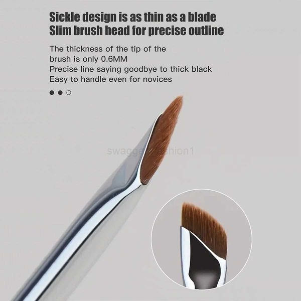 Sickle Wing Eyeliner Brush Angled Flat Head for Precise Application on Upper and Lower Lash Lines; Includes Brow Brush with UltXJ240807