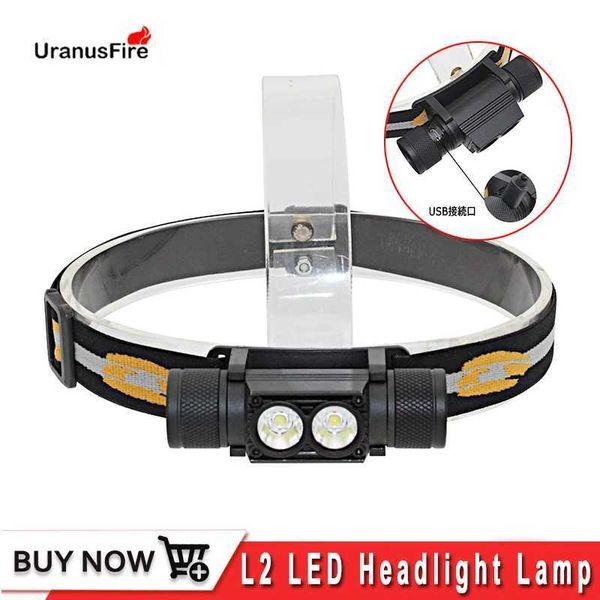 2000 Lumen L2 LED Headlight 2x XM-L2 White Light Head Lamp Flashlight 18650 Battery Headlamp for Camping Fishing HuntingCL240807