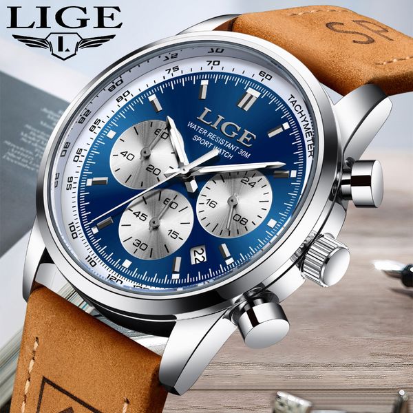 LIGE Business Men's Quartz Watch Multi-function Sport Waterproof Watch Three eyes Six pin 24 hour Moon Phase Calendar Premium abrasive leather strap, Silvery blue
LIGE Business Men's Quartz Watch Multi-function Sport Waterproof Watch Three eyes Six pin 24 hour Moon Phase Calendar Premium abrasive leather strap, Silvery blue