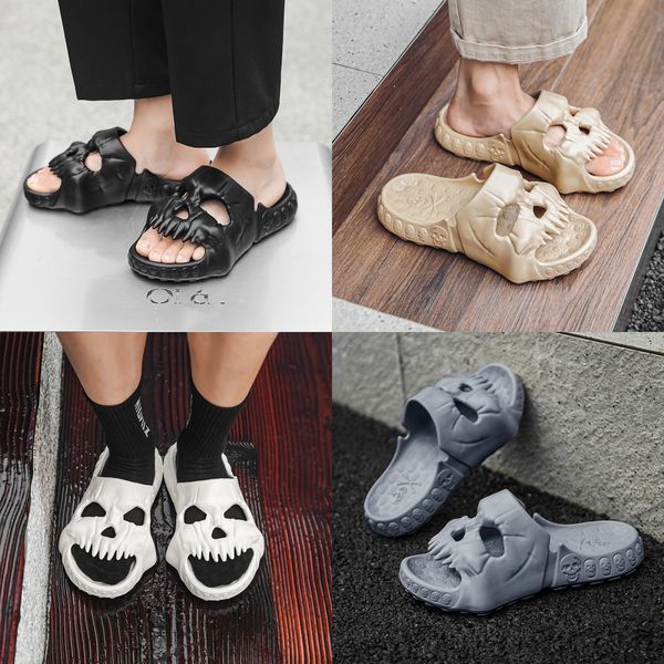 Fashion shoes men's Summer rubber flat Skull head decoration bottom Slippers Black Bathroom sandal outdoor Pool sandy beach Slippers Size 40-45, Grey
Fashion shoes men's Summer rubber flat Skull head decoration bottom Slippers Black Bathroom sandal outdoor Pool sandy beach Slippers Size 40-45, Grey