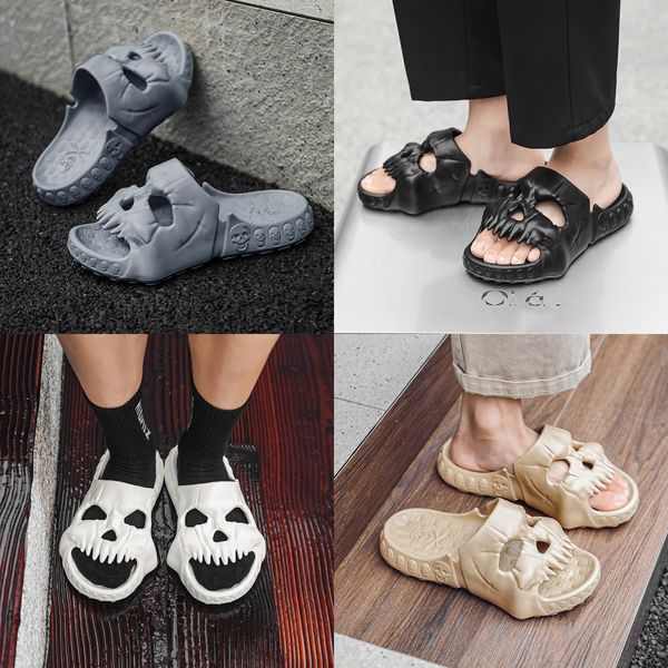 Fashion shoes men's Summer rubber flat Skull head decoration bottom Slippers white gray Bathroom sandal outdoor Pool sandy beach Slippers Size 40-45, Blue
Fashion shoes men's Summer rubber flat Skull head decoration bottom Slippers white gray Bathroom sandal outdoor Pool sandy beach Slippers Size 40-45, Blue