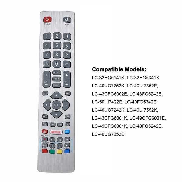 Replacement Remote Control for Sharp Aquos Smart TV (with Netflix & YouTube Buttons) - Works Straight Away
