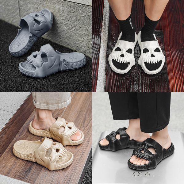 Fashion shoes men's Summer rubber flat Skull head decoration bottom Slippers grey Bathroom sandal outdoor Pool sandy beach Slippers Size 40-45, Blue
Fashion shoes men's Summer rubber flat Skull head decoration bottom Slippers grey Bathroom sandal outdoor Pool sandy beach Slippers Size 40-45, Blue