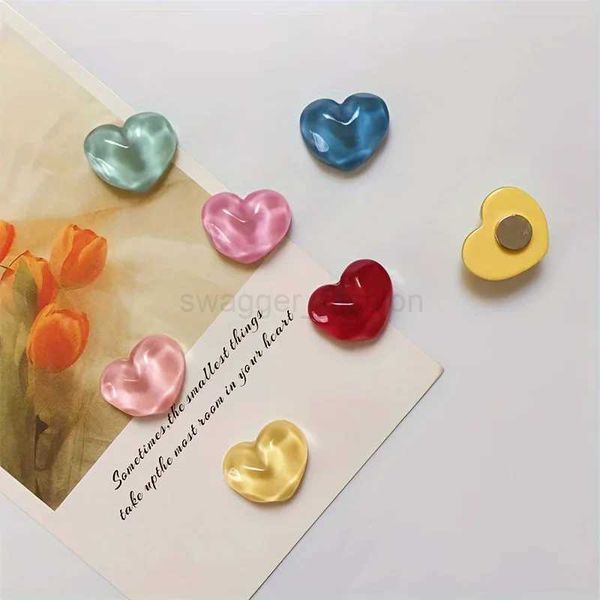 6pcs Heart Shaped Refrigerator Magnets Set Strong Plastic Water Ripple Design Magnetic Whiteboard Picture Fridge AccessoriesXJ240809