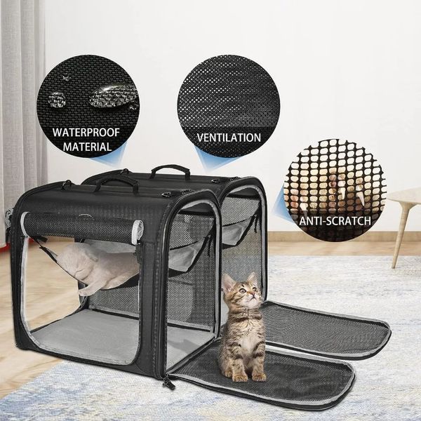 Portable 2in1 pet cart suitable for mediumsized dogs large cat carts travel with 2 cats dual dog box set portable carrying toys 240808