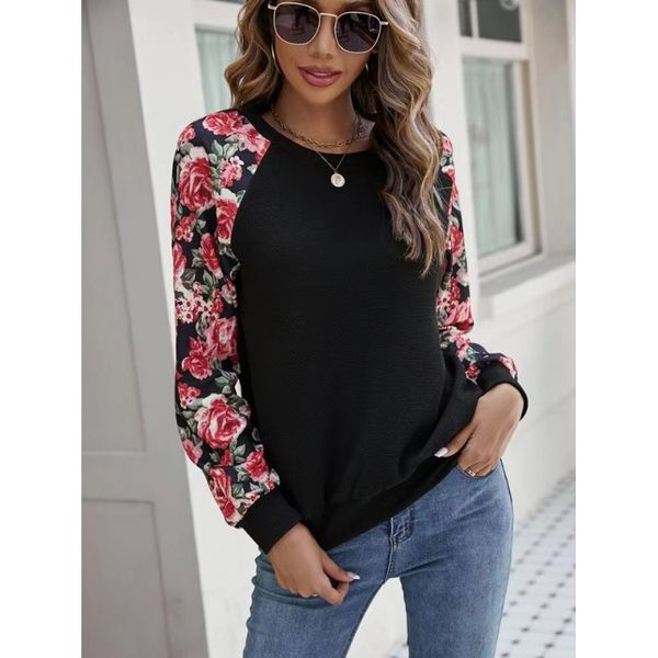 2023 Autumn New Printed Splicing Fashion Versatile Casual Hoodie Round Neck Long Sleeve Women' Wear, Wine red
2023 Autumn New Printed Splicing Fashion Versatile Casual Hoodie Round Neck Long Sleeve Women' Wear, Wine red