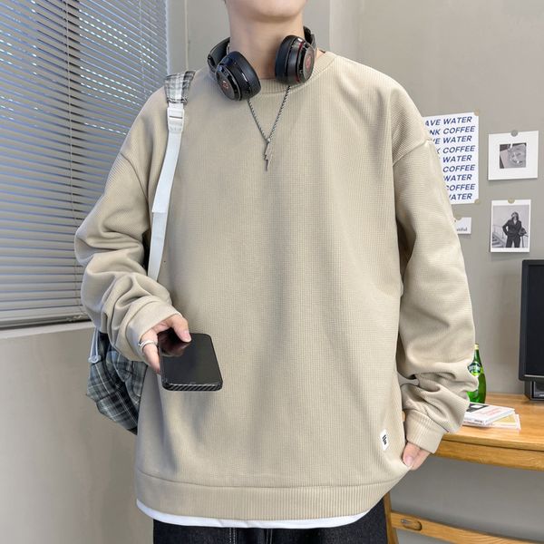 Waffle hoodie men's T-shirt men's long sleeved early spring and autumn knitted inner layer loose base shirt loose top, 8001 grey apricot - conventional
Waffle hoodie men's T-shirt men's long sleeved early spring and autumn knitted inner layer loose base shirt loose top, 8001 grey apricot - conventional