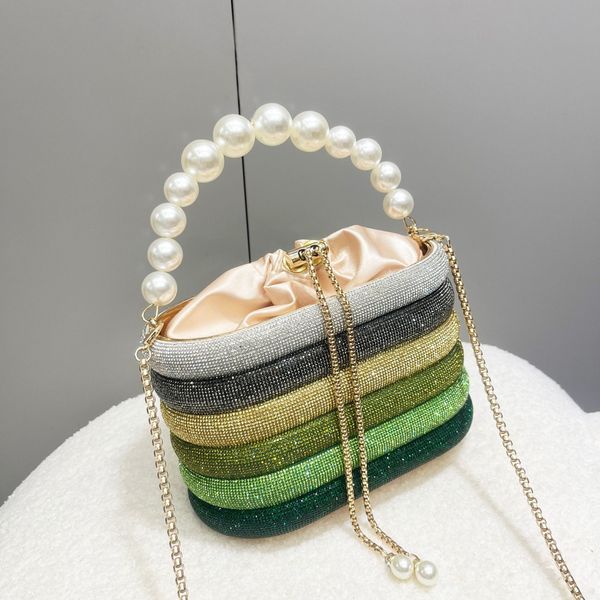 Personality women shoulder bags 5 colors popular diamond-encrusted chain bag sweet colorful sequined fashion handbag elegant cylinder Western Pearl handbag, Pink 
Personality women shoulder bags 5 colors popular diamond-encrusted chain bag sweet colorful sequined fashion handbag elegant cylinder Western Pearl handbag, Pink