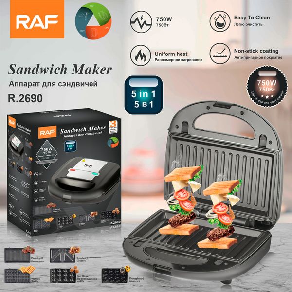 RAF European Standard Five in One Sand hine Breakfast hine Double sided Heating Multi functional Baked Waffles hine
RAF European Standard Five in One Sand hine Breakfast hine Double sided Heating Multi functional Baked Waffles hine