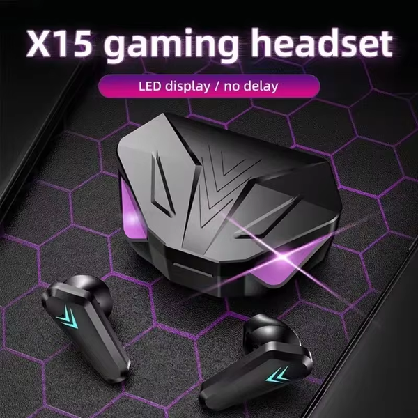 2024 TWS Wireless Bluetooth Gamer Earbuds X15 LED Display Noise Cancelling Bluetooth Headset with Mic Wireless Headphones Gamer Earbuds Earphones