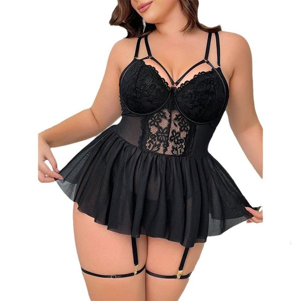 Sexy And Seductive Large Size Sexy Lingerie With Lace Perspective Fat Woman Short Skirt And Thong Set, Black
Sexy And Seductive Large Size Sexy Lingerie With Lace Perspective Fat Woman Short Skirt And Thong Set, Black