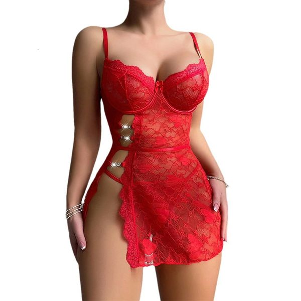 Sexy And Erotic Pajamas With Lace Perspective, Tempting Side Slit Nightgown, Hot Selling, Red
Sexy And Erotic Pajamas With Lace Perspective, Tempting Side Slit Nightgown, Hot Selling, Red