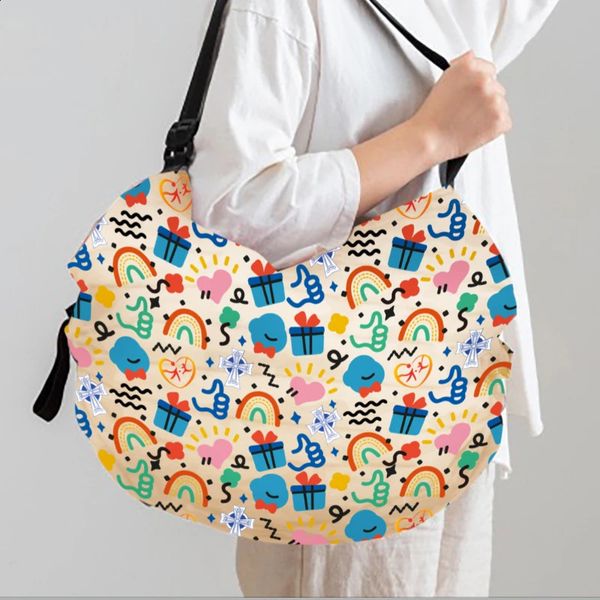 1pc Foldable Shopping Bag Eco-friendly Waterproof Portable Storage Bag Large Capacity Handbag Oversized Storage Bag For Travel 240816