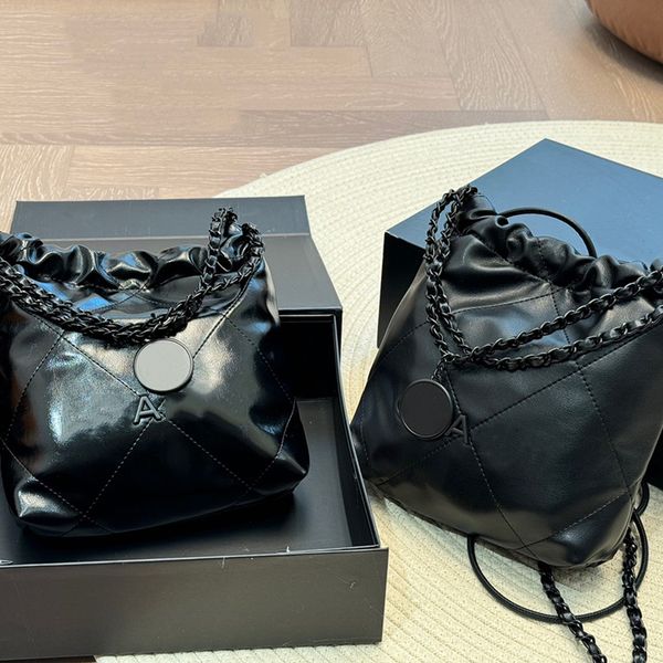 Women Designer Quilted Leather 22 Hobo Bag Dia Lattice Quilting Drawstring Mini Shopping Handbag Lady Black Coin Chain Strap Shoulder Bags, Shiny black
Women Designer Quilted Leather 22 Hobo Bag Dia Lattice Quilting Drawstring Mini Shopping Handbag Lady Black Coin Chain Strap Shoulder Bags, Shiny black