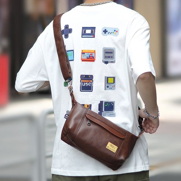 Crossbody bag Male PU leather vintage tooling bag ins trend small shoulder satchel casual fashion messenger bag, Black
Crossbody bag Male PU leather vintage tooling bag ins trend small shoulder satchel casual fashion messenger bag, Black