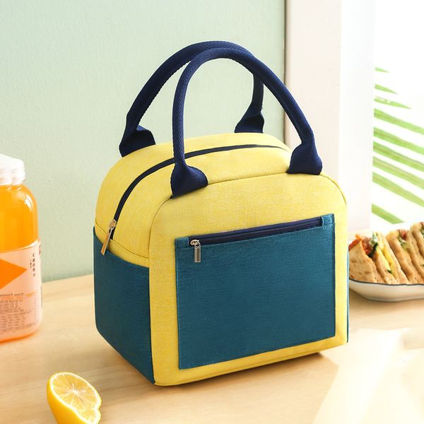 Color blocked bento bag insulated bag cationic lunch box handbag with rice foil thickened waterproof lunch box lunch bag, Blue
Color blocked bento bag insulated bag cationic lunch box handbag with rice foil thickened waterproof lunch box lunch bag, Blue