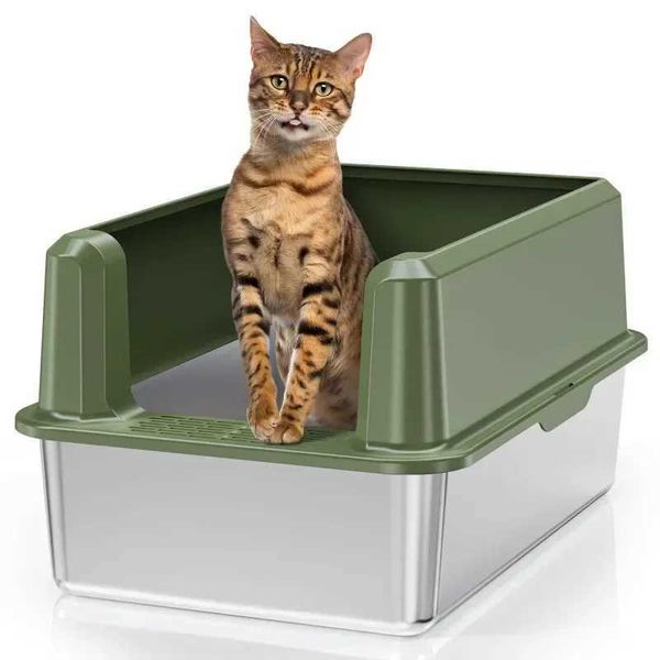 Large Stainless Steel High-Sided Enclosed Litter Box for XL Cats - Easy Clean Metal Kitty Litterbox with Scoop, Grey
Large Stainless Steel High-Sided Enclosed Litter Box for XL Cats - Easy Clean Metal Kitty Litterbox with Scoop, Grey