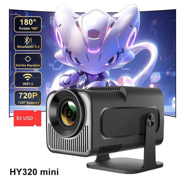 HY320 Mini Projector Salange Portable 4K 8K Video Support Native 720P Cinema Outdoor Android 11 Beam Projetor Upgraded Version CL240820