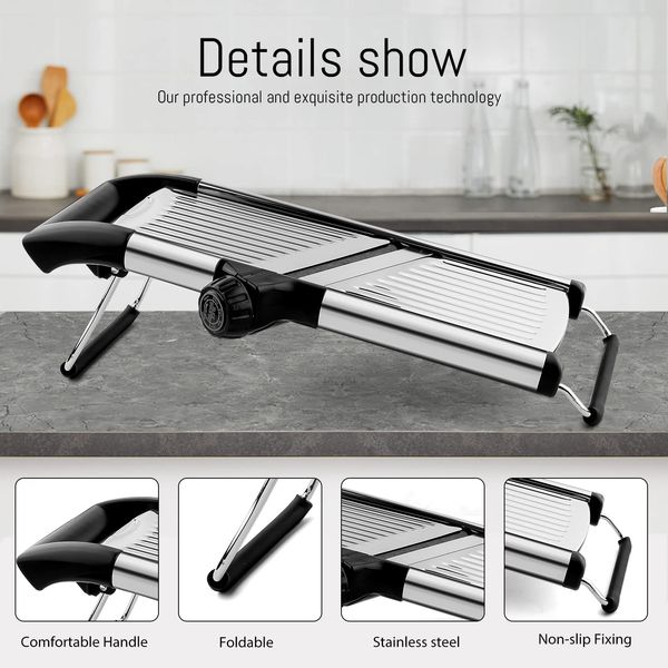 Stainless Steel Vegetable Slicer With 5 Blades Adjustable Mandoline Slicer Professional Vegetable Grater Onion Graters Potato
Stainless Steel Vegetable Slicer With 5 Blades Adjustable Mandoline Slicer Professional Vegetable Grater Onion Graters Potato