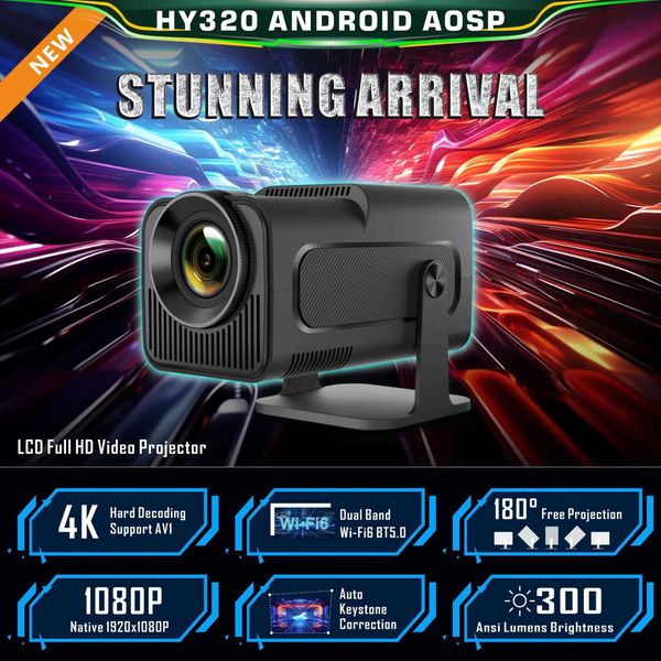 Salange MINI 4K Video Projector Smart for SAMSUNG Android 11 WiFi 300ANSI BT5.0 HY320mini Upgrade HY300Pro 1280*720P Home Cinema CL240820