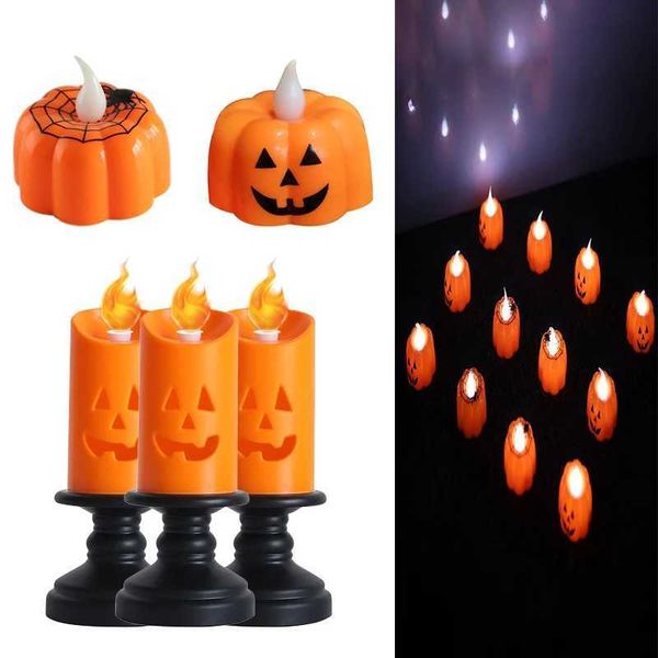 Halloween Candle Light LED Candlestick Lamp Ornaments Props Happy Halloween Party Props Pumpkin Candle Light Home Decoration NEWXJ240819
