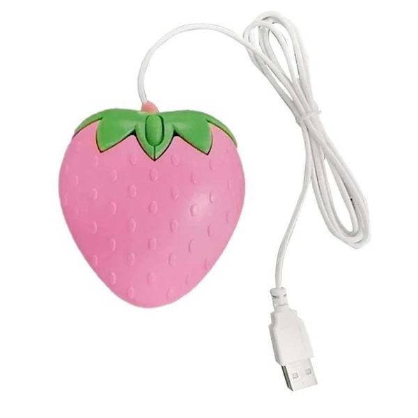 High Quality New USB wired mouse pink strawberry small optical PC gaming mouse girl Z250102