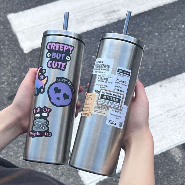 High aesthetic stainless steel simple and insulated with straw coffee cup, large capacity, portable office water cup, Army green
High aesthetic stainless steel simple and insulated with straw coffee cup, large capacity, portable office water cup, Army green