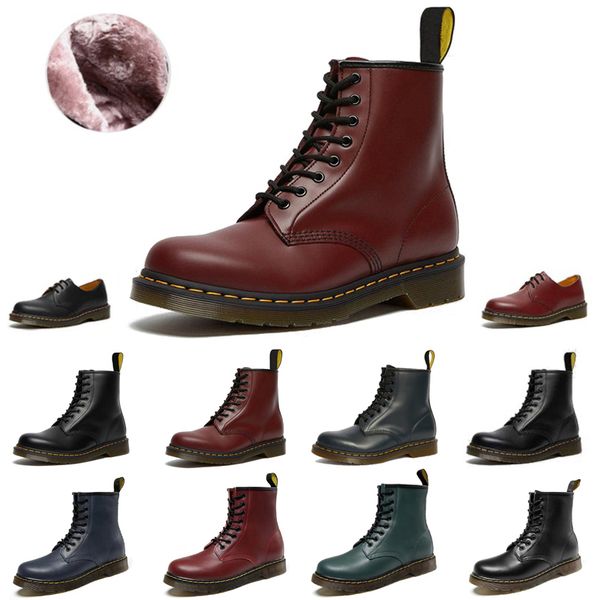 2024 Winter Designer Doc Martin boots 1460 for womens mens leather fur snow Ankle Half Navy blue red Bordeaux Green booties triple black white men women boot, Color#1
2024 Winter Designer Doc Martin boots 1460 for womens mens leather fur snow Ankle Half Navy blue red Bordeaux Green booties triple black white men women boot, Color#1