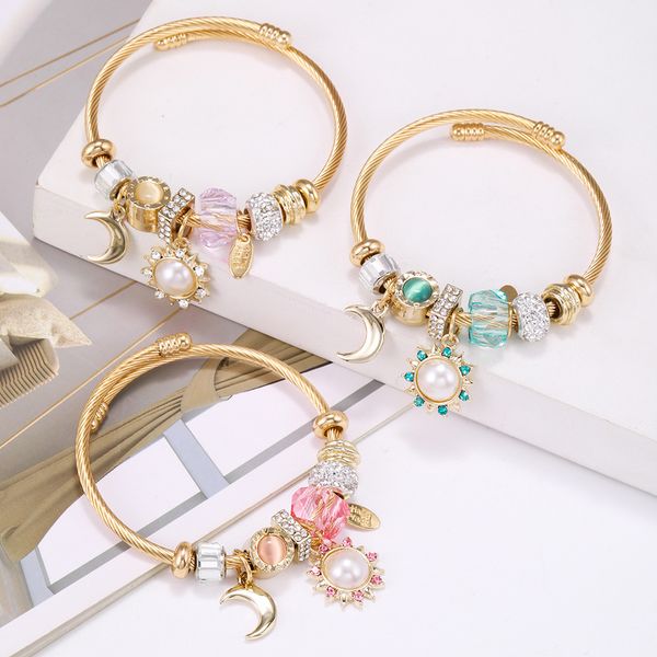 Starry Mosaic Sunflower Pendant Bracelet Gold Open Stainless Steel Women's Bracelet
Starry Mosaic Sunflower Pendant Bracelet Gold Open Stainless Steel Women's Bracelet